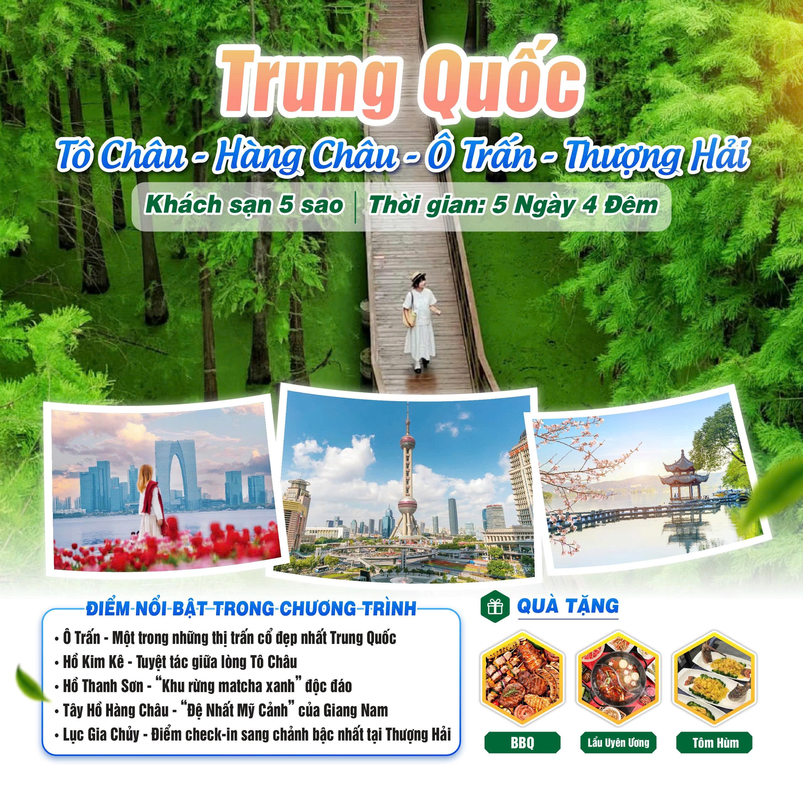 THƯỢNG HẢI - TÔ CHÂU - HÀNG CHÂU - Ô TRẤN 5N4Đ