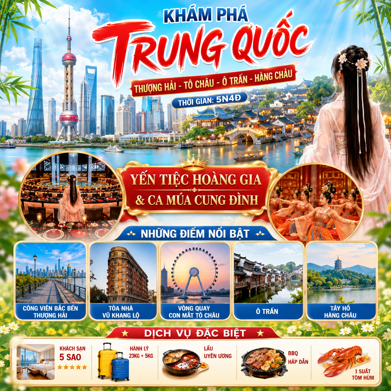 THƯỢNG HẢI - TÔ CHÂU - HÀNG CHÂU - Ô TRẤN 5N4Đ TẶNG YẾN TIỆC