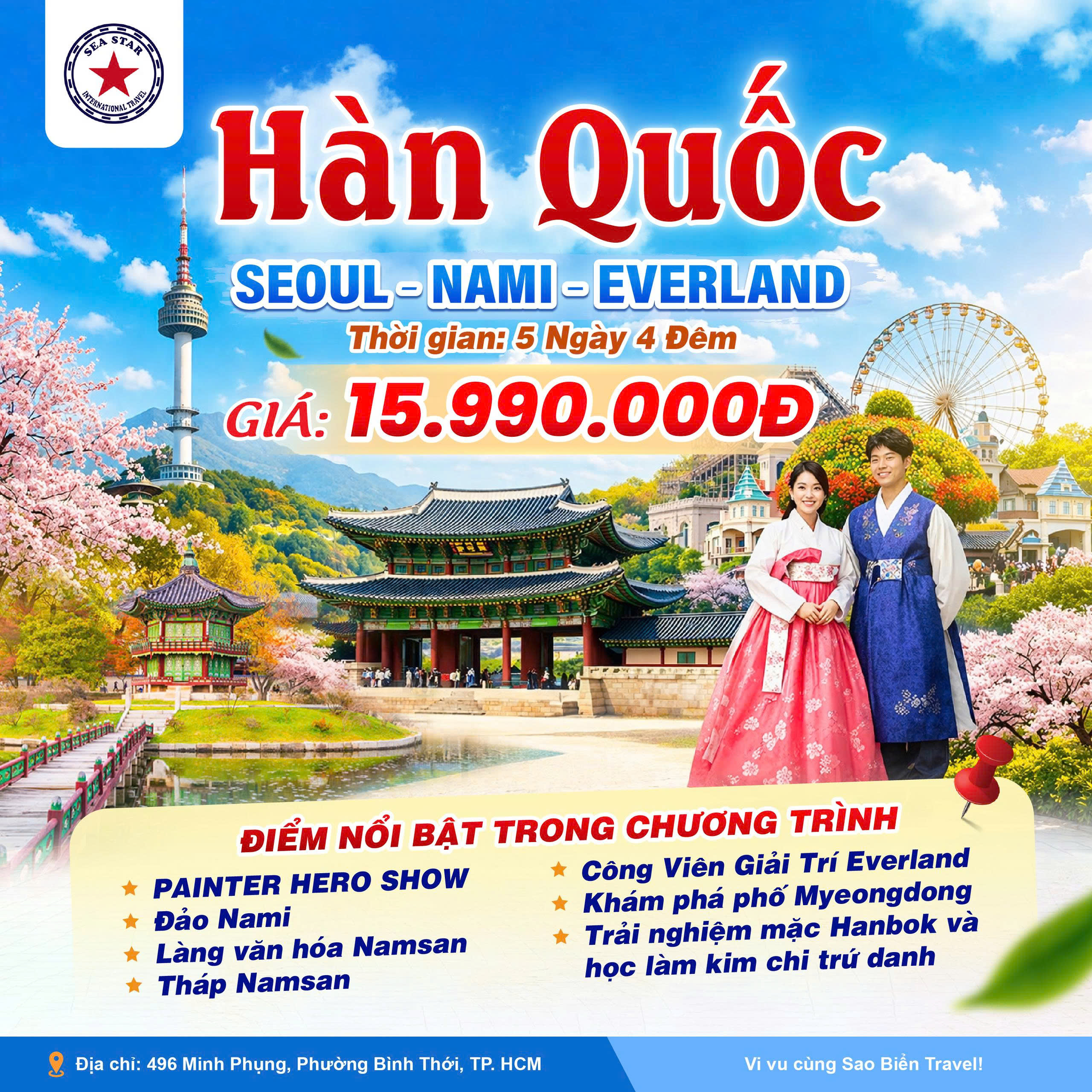 Tour du lịch Hàn Quốc - Korea SEOUL – ĐẢO NAMI – EVERLAND 