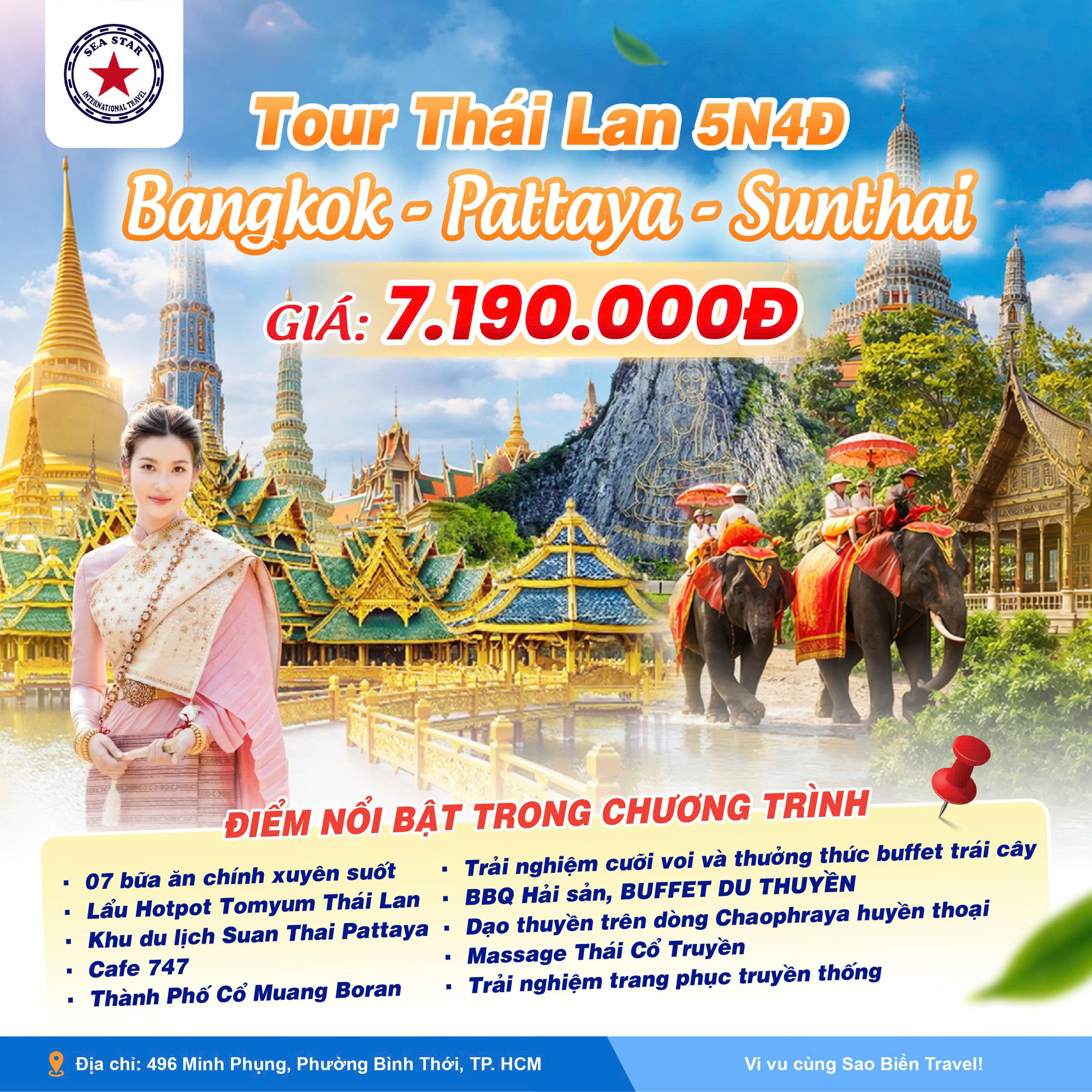 TOUR THÁI LAN 5N4Đ SUAN THAI - MUANG BORAN - WAT ARUN